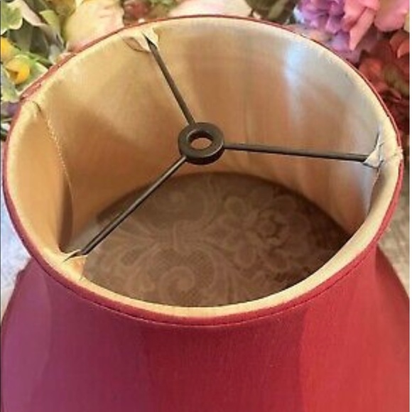 Other Vintage Burgundy Bell Shaped Lamp Shade Spider Fitting 11 Tall